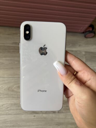 большой телефон: IPhone X, Колдонулган, 64 ГБ, Ак, Каптама