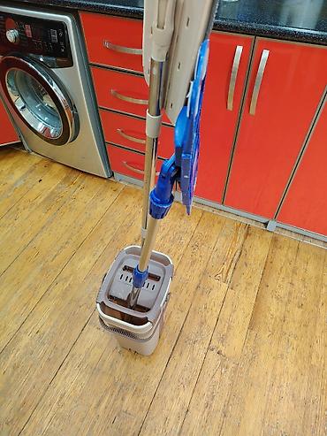 ütu masası: Yastı mop və iki bölməli vedrə dəsti - Dəst: yastı mikrofiber mop + — 3