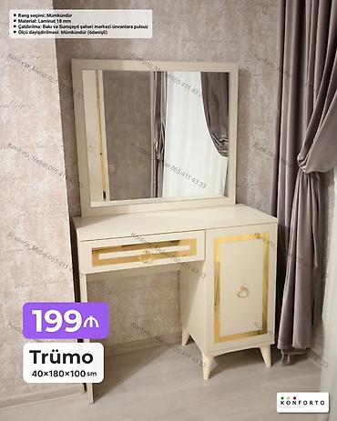 Trümo – zərif dizaynlı makiyaj masası və güzgü dəsti - Ölçü: 40 × 180 lalafo.az -da Trümo – zərif dizaynlı makiyaj masası və güzgü dəsti - Ölçü: 40 × 180