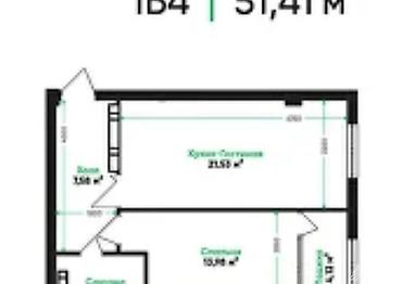 artwin: 2 комнаты, 52 м², АЮ Гранд Элитка, 10 этаж, ПСО (под самоотделку) — 1