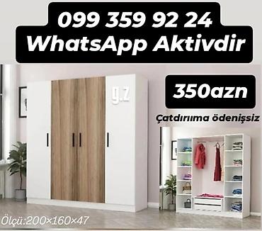 Məhsul: Paltar dolabı - Rəng/üslub: Ağ korpus, təbii ağac naxışlı