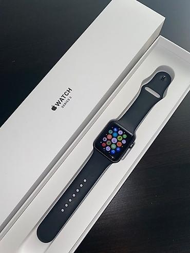 очки с камерой и микрофоном: Apple Watch Series 3, черный цвет (Space Gray) с черным силиконовым — 1