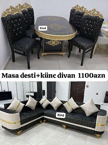 rezapal nedir: Mebel dəsti: masa+stul dəsti və künc divan - Masa dəsti: oval formalı — 1