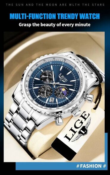 Watches: NOVO ! Muški LIGE luksuzni sat sa hronometrom Muški kvarcni elegantni