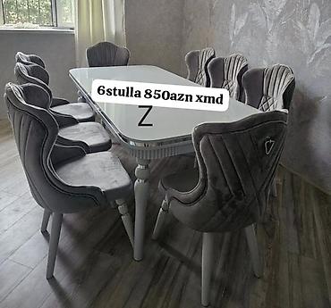 plastmas stul: Qonaq otağı üçün, Yeni, Açılmayan, Dördbucaq masa, 6 stul — 1