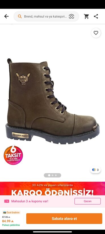 ayaqqabı 38р: Tecili satilir ❗ Hammer Jack kişi botları Trendyol qiymeti 85 azn di