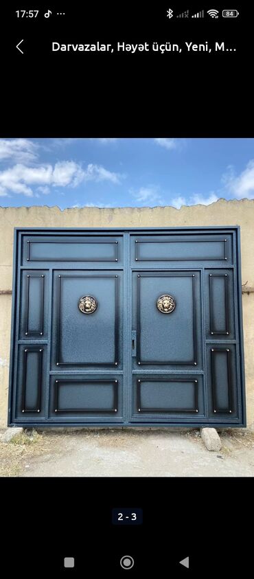 Həyət darvazaları: Dəmir Həyət darvazası, Yana açılan, Mexaniki, Qapı ilə, rəng - Qara — 21