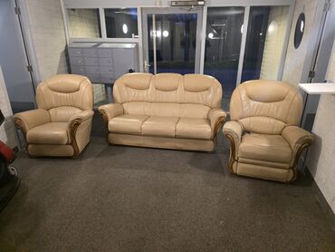 Stilske garniture: Kožna garnitura za dnevni boravak – komplet 1 - Sastav: trosed sa tri — 6