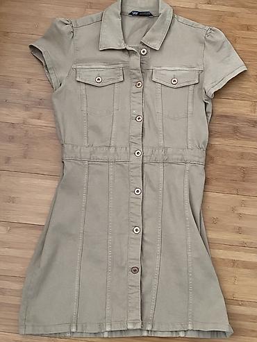 brend geyim: ZARA Denim xaki rəngli qısaəlli köynək-don - Brend: ZARA (ZARA DENIM — 1