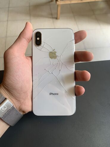 apple magsafe: IPhone X, 64 GB, Ağ, Face ID, Qırıq