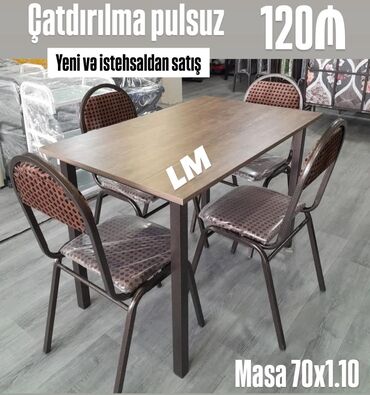 стол деревянный кухонный: Mətbəx üçün, Açılmayan, Dördbucaq masa, 4 stul