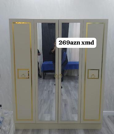 paltar şfaneri: Dörd qapılı paltar dolabı - Rəng: açıq bej, qızılı dekor zolaqları və — 1
