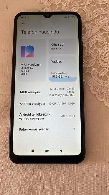 Mobil telefonlar: Redmi 9C, 64 GB, rəng - Göy, Barmaq izi — 4