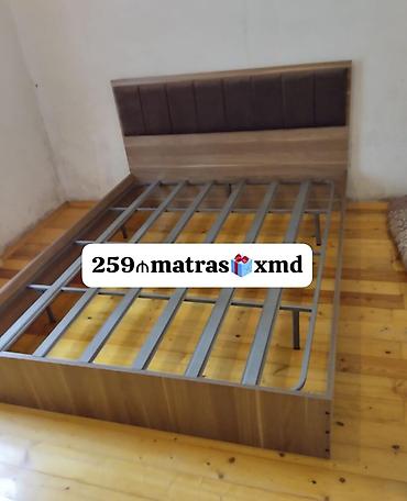 ev mebeleri: Taxta karkaslı ikinəfərlik çarpayı karkası. - Material: ağac dekorlu — 1