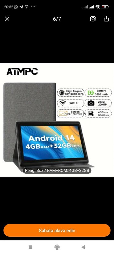 samsung tab s9 fe plus qiymeti: ATMPc planşet - Sistem: Android 14 - Prosessor: yüksək tezlikli