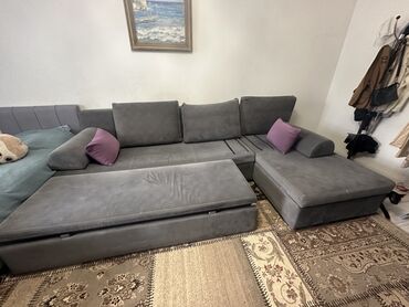 ремонт дивана: Диван-кровать, цвет - Серый, Б/у