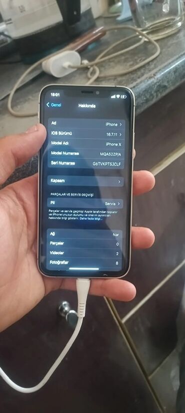 Apple iPhone: IPhone X, 64 GB, Gümüşü, Qırıq