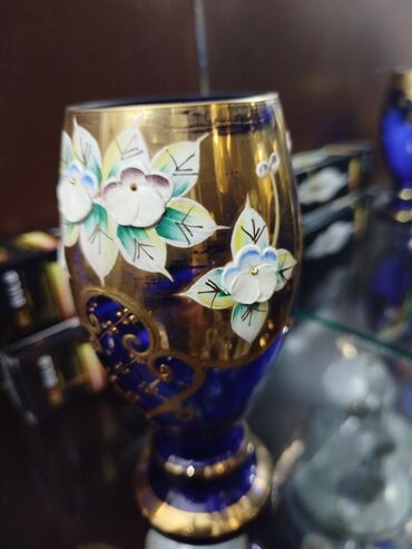 Çay dəstləri və servizlər: Çay dəsti, rəng - Göy, Xrustal, Bohemia, 6 nəfərlik — 4