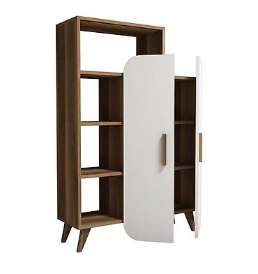 kitab dolabı: Skandiv stil kitab rəfi və şkaf kombini - Ölçülər: hündürlük 1320 mm — 2