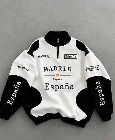 Svitşotlar: Uniseks “Madrid / España” temalı sweatshirt - Dizayn: Ağ-qara — 1