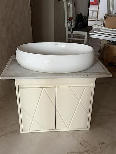 hamam skafi: Turkaz markalı üstdənquraşdırma əl-üz yuma qabı və hamam dolabı dolaq — 3