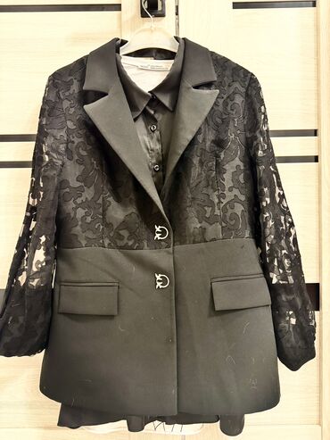 Другая женская одежда: Женский кружевной Блейзер, элегантный комбинированный пиджак — 4