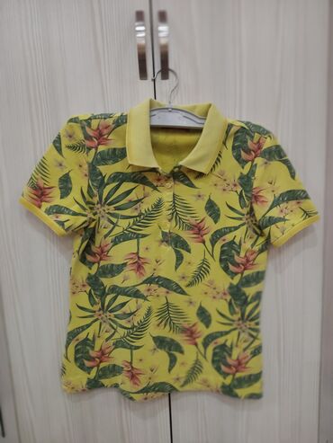 футболки батник: Детский топ, рубашка, цвет - Желтый, Б/у
