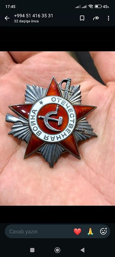 Məhsul: “Vətən Müharibəsi Ordeni” (СССР) Təsvir: - Sovet dövrünə aid