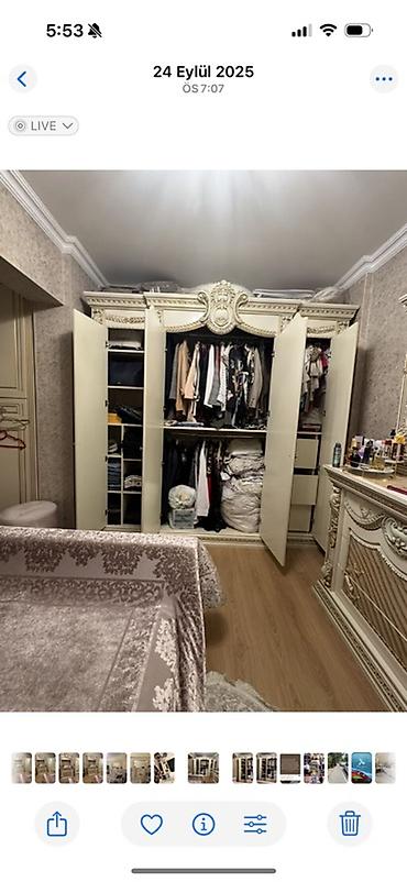 divar desən: Neo-klassik üslubda iri qarderob dolabı - Rəng: krem-şampan, qızılı — 3