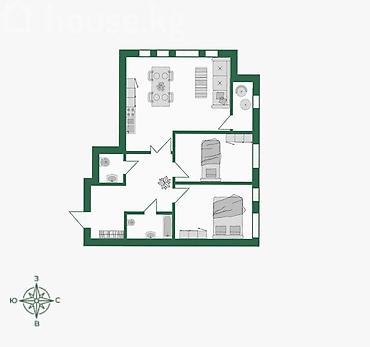 2 8: 3 комнаты, 87 м², ул. Горького / Панфилова Элитка, 8 этаж, ПСО (под самоотделку) — 8