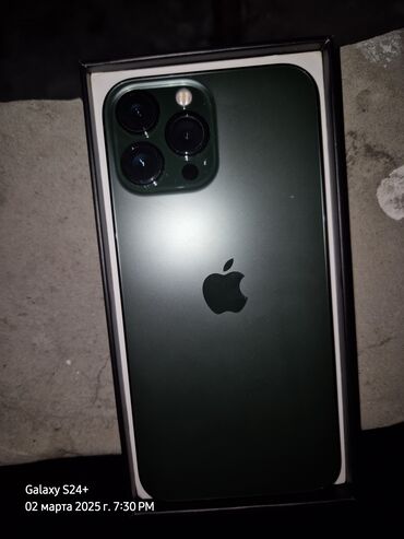 Apple iPhone: IPhone 13 Pro Max, 128 GB, Alpine Green, Zəmanət, Simsiz şarj, Face ID