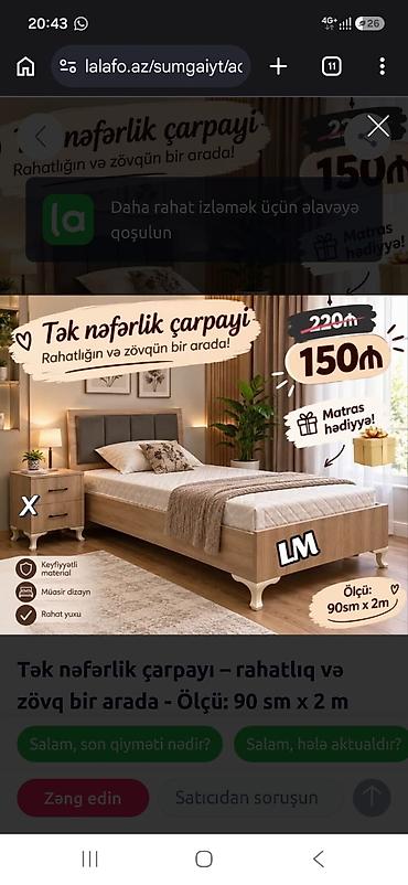 pol taxdası: Tək nəfərlik çarpayı – rahatlıq və zövq bir arada - Ölçü: 90 sm x 2 m — 1