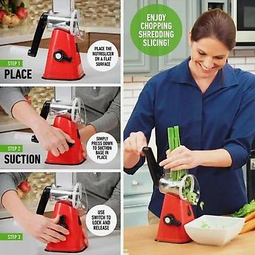 Ostala kuhinjska oprema: Ručna rotaciona seckalica/rende sa 3 nastavka - Multifunkcionalni — 8