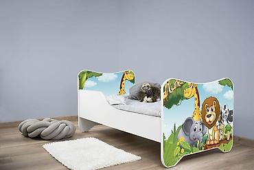 tramarossa farmerke: Krevet za dečiju sobu sa dušekom 140x70 cm – Happy Kitty Africa (Šifra — 1
