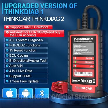 Alati za automobile: THINKCAR Thinkdiag 2 Bluetooth CAN FD OBD2, 1 godina softver, 15 — 10