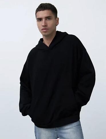 одежда хиджаб: Худи oversize унисекс, чёрное - Свободный крой oversize: спущенная — 5