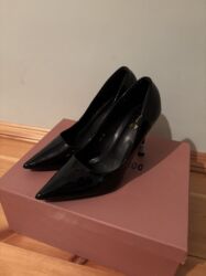 женские кожаные туфли лодочки: Туфли, Размер: 38, цвет - Черный, Б/у