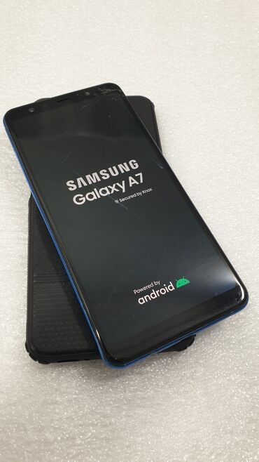 Apple iPhone: Samsung Galaxy A7 2018, Б/у, 64 ГБ, цвет - Голубой, 2 SIM