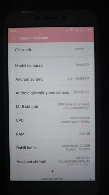 Xiaomi: Xiaomi Redmi 4X, 8 GB, rəng - Boz, 
 Barmaq izi