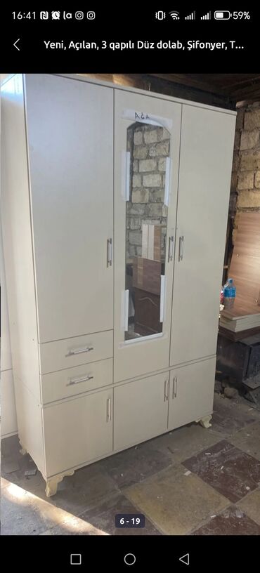Dolablar: Yeni, Açılan, 3 qapılı Düz dolab, Dolab-asılqan, Azərbaycan