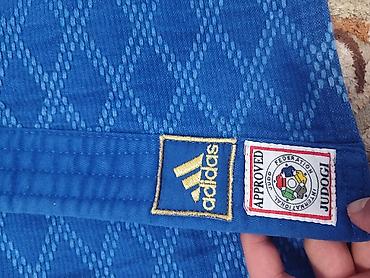 judo: Кимоно для дзюдо Adidas (синее), комплект куртка + штаны. - Размер — 2