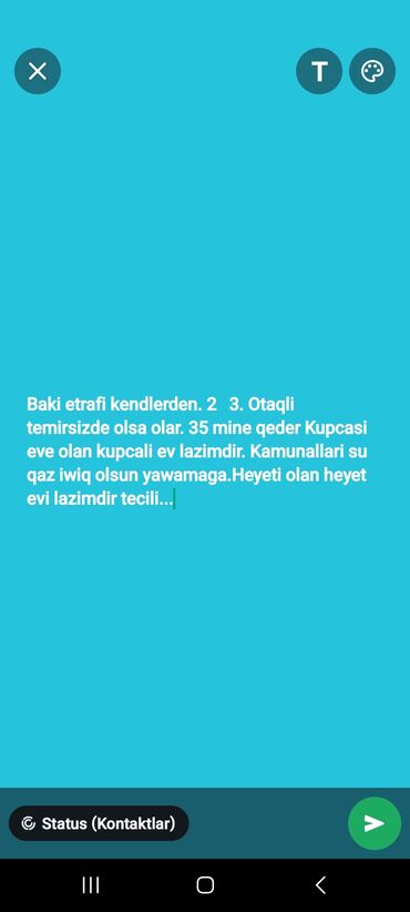 kağız ev heyət: 45 kv. m, 2 otaqlı, Qaz, İşıq, Su
