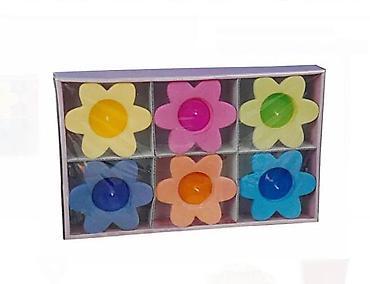 Sveće i svećnjaci: Set od 6 sveća u obliku cveta - Šareni set dekorativnih sveća u — 8