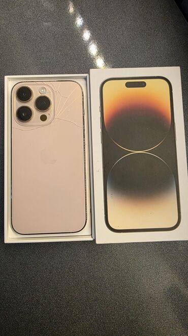 iphone 10 x: IPhone 14 Pro, Qızılı, Qırıq