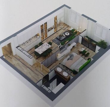 квартиры в канте продажа: 2 комнаты, 51 м², Элитка, 12 этаж, ПСО (под самоотделку)