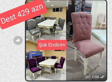 Masa və oturacaq dəstləri: Qonaq otağı üçün, Yeni, Açılmayan, Dördbucaq masa, 6 stul — 11