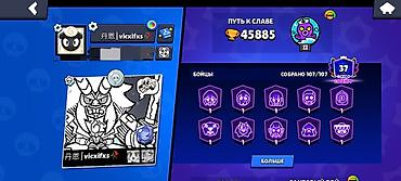Видео оюндар: Игровой аккаунт Brawl Stars Основное: - Путь к славе: 45 885 трофеев — 3