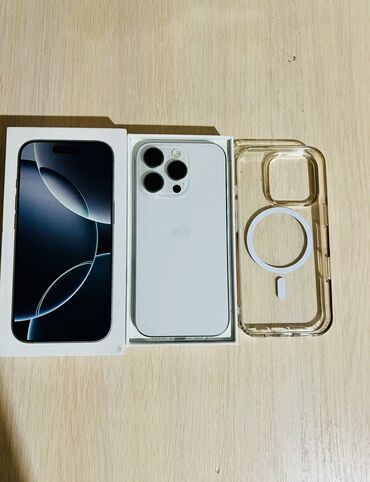 кнопочные телефоны нокиа: IPhone 16 Pro, Колдонулган, 128 ГБ, White Titanium, Заряддоочу түзүлүш, Коргоочу айнек, Каптама, 100 %