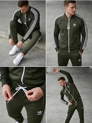 mike tech fleece: Adidas muška trenerka maslinasto zelena NOVO Novo Mokra likra — 1