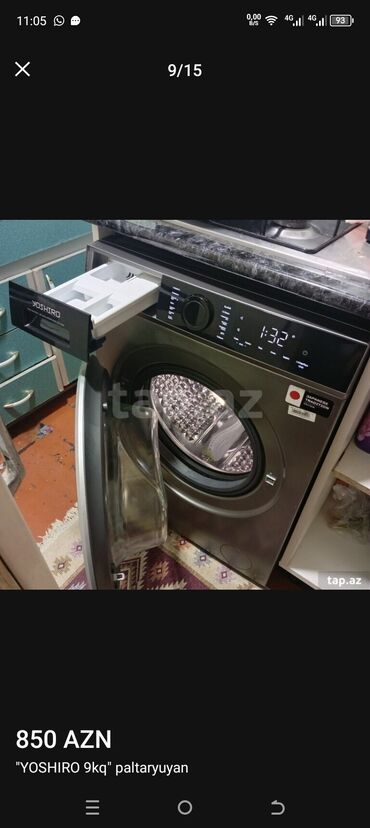 Paltaryuyan maşınlar: Paltaryuyan maşın 9 kq, İşlənmiş, Avtomat, Qurutma var, Kredit yoxdur, Ünvandan götürmə, Ödənişli çatdırılma, Rayonlara çatdırılma — 7